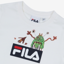 Fila Doodle Monde Box Logo - Poikien Poolopaita - Valkoinen | FI-95840